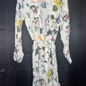 Zara Yellow and Pink Long Sleeve Wrap Sundress